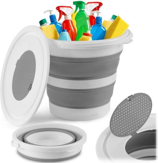 Sammenklappelig silikonespand med låg 10 l Massido