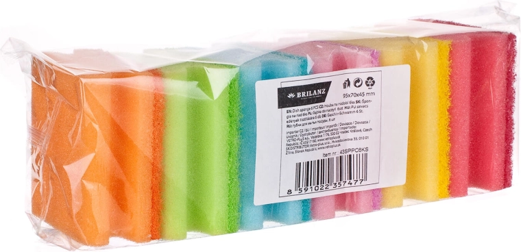 Formede opvaskesvampe 9,5 × 7 × 4,5 cm, farvemix (6 stk) BRILANZ