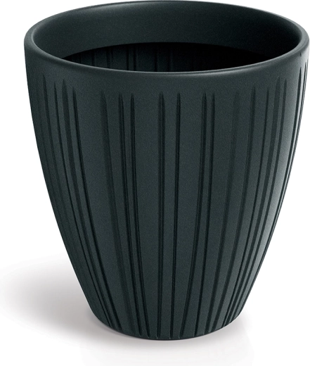 Riflet urtepotte Fero Round 40 cm mørkegrå