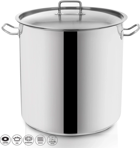 Rustfri gryde STOCK 50 l med låg