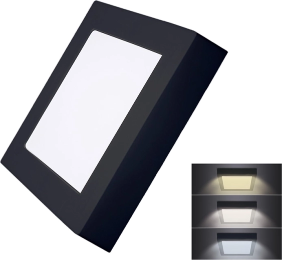 Solight LED-mini-panel CCT firkantet påbygget 12 W sort