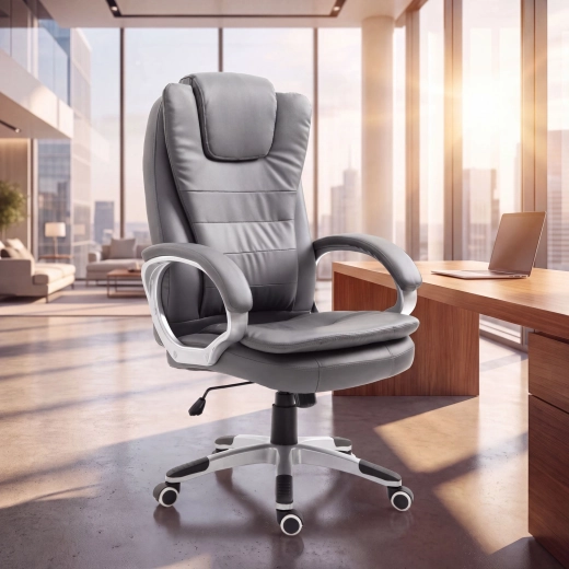 Ergonomisk kontorstol med høj ryglæn i grå