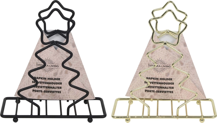 Serviettholder Juletræ guld/sort
