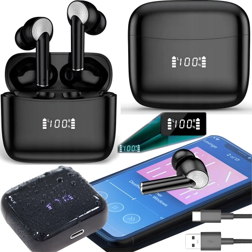 Trådløse sportshovedtelefoner med Bluetooth, powerbank og mikrofon