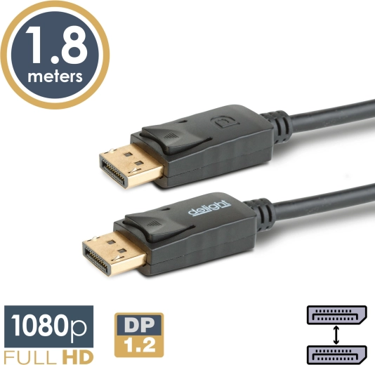 DisplayPort til DisplayPort 1.2-kabel, 1,8 m, sort