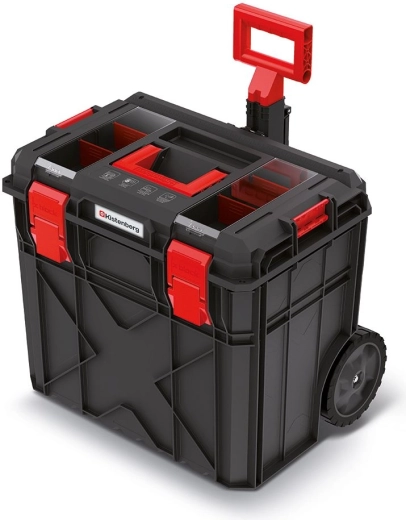 Rulleværktøjskasse X-Block med teleskophåndtag, sort