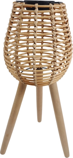 solcelledrevet lanterne i rattanlook på træben 52 cm LED