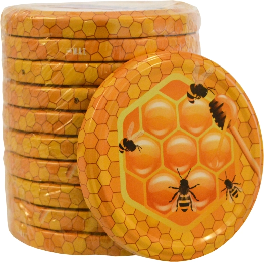 Hætteglas låg TWIST 82 med honningmotiv – 10 stk