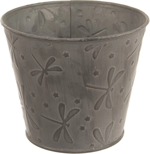 Blomsterpotte i metal med mariehønemotiv, grå, 12 × 12 × 10 cm