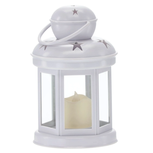 Dekorativ LED lanterne med stjerneudskæringer 10 × 10 × 19 cm
