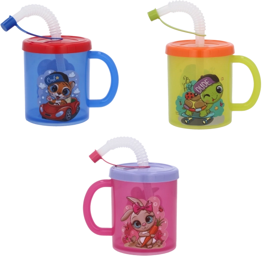 Plastikkrus til børn med sugerør 210 ml