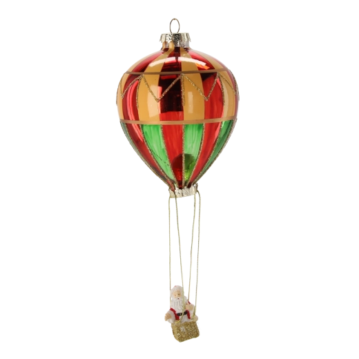 Glasjulepynt varmluftsballon 8 × 10,7 cm, sæt med 6 stk.