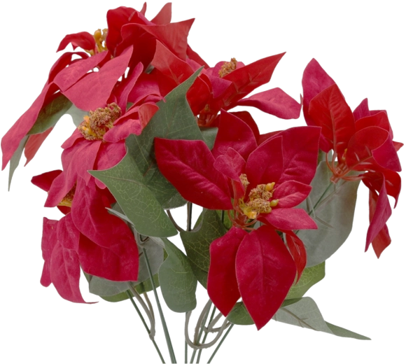 Syntetisk kvist med buket af julestjerner 42 cm – rød