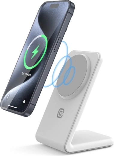 Magnetisk stander med trådløs opladning 2-i-1 med MagSafe til iPhone og AirPods – Hvid