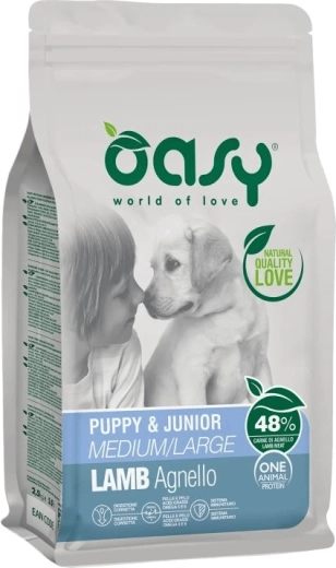 Oasy One Animal Protein foderpiller til hvalpe af mellemstore og store racer lam 2,5 kg