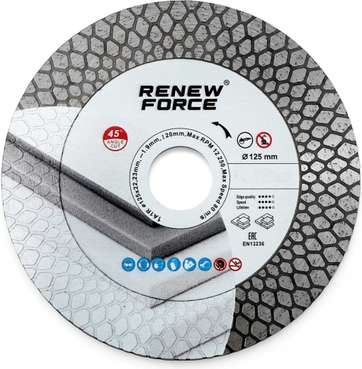Diamantskæreskive Renew Force Q-Cut 125 mm til gres og keramik - 1 stk.