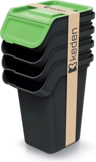 Sæt af 4 sorteringsspande til affald 4×25 l med kulfilter KADDI Q SET