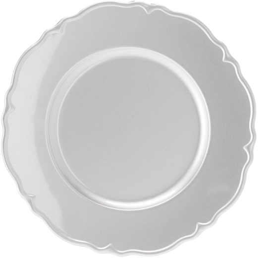 Rundt serveringsfad med sølvfarvet mønster 33 cm