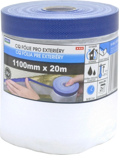 Udendørs afdækningstape med beskyttelsesfolie 110 × 20 m, selvklæbende