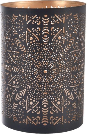 Metallysestage Mandala sort/guld 12 cm