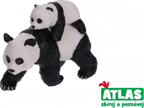 Figur af panda med unge 8 cm