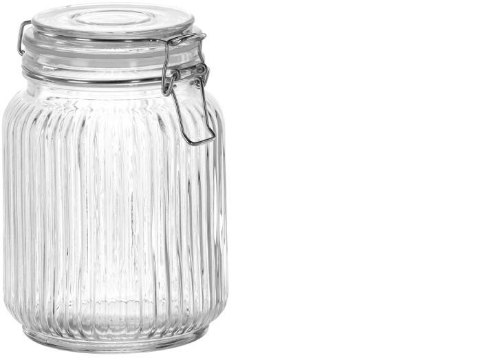 Glasbeholder med lufttæt lukning og rillet relief 1,2 l