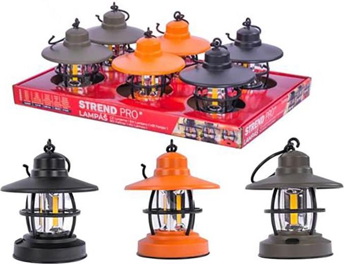 Retro campinglanterne 200 lm, mix af farver