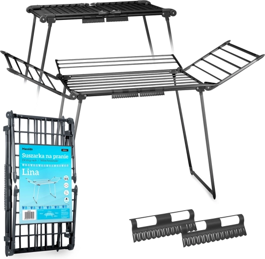 Sammenklappeligt stående tørrestativ Massido Lina 22 m, sort