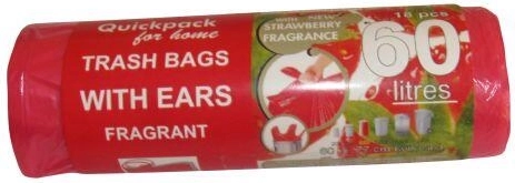 Affaldsposer med håndtag 60 l, 60 × 72 cm, jordbærduft (18 stk)