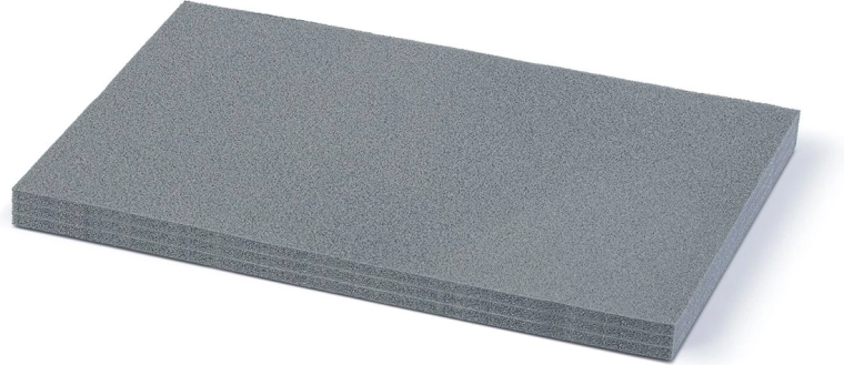Trelags skumindsats til kuffert 47,5 × 28,5 × 3 cm, grå