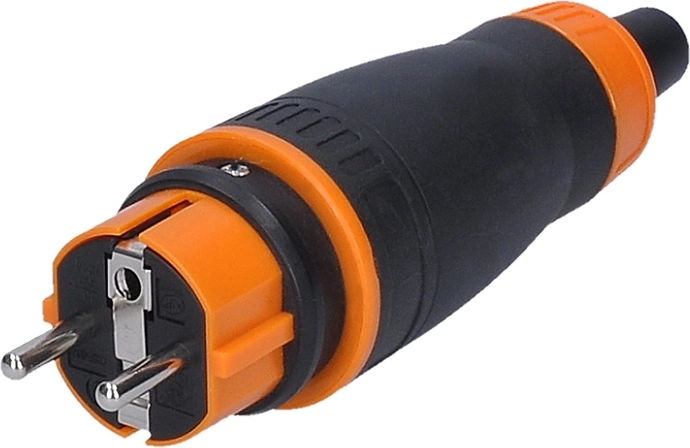 Solight lige stikprop til fugtige miljøer IP44 sort-orange - 1 stk.