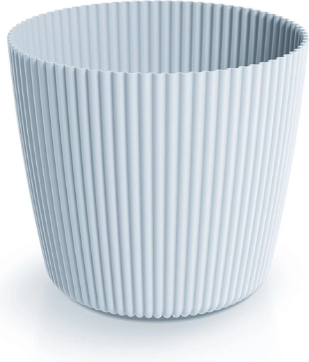 Milly Round blomsterpotte 23,6 cm – lys grå plastpotte med rillet design