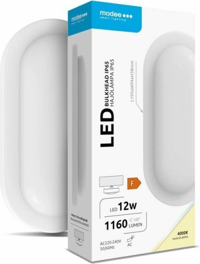 Oval LED væg-/loftarmatur Modee Bulkhead 12 W 4000 K 1160 lm, hvid