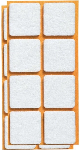 Selvklæbende filtunderlag til møbler 25 × 25 mm, hvid (16 stk)