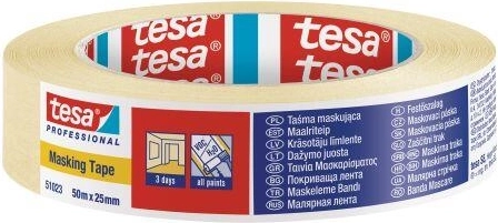 Kreppet maskeringstape 25 mm × 50 m gul Tesa