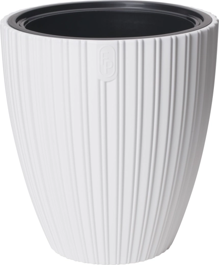 Blomsterkrukke MIKA 40 cm hvid med indsats