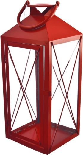 Stor rød metal-lanterne 47 cm
