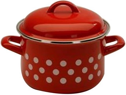 Emaljeret gryde med låg Prik 16 cm, 2 l, rød