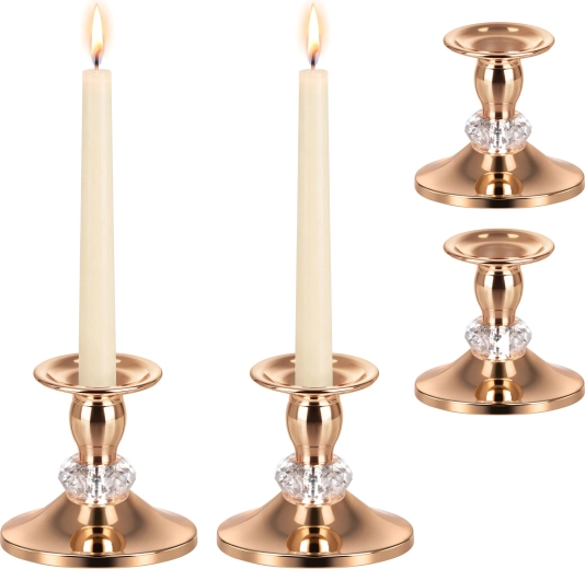 Gylden bordlysestage GLIMZ – 2 stk.