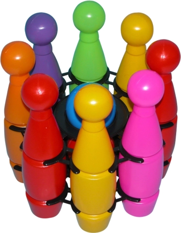 Plastkegler i net – familiebowling-sæt