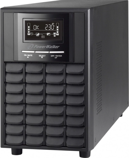 PowerWalker line-interactive UPS 1500 VA med ren sinuskurve, AVR, LCD, USB og RS-232, 3× PL 230 V, EPO