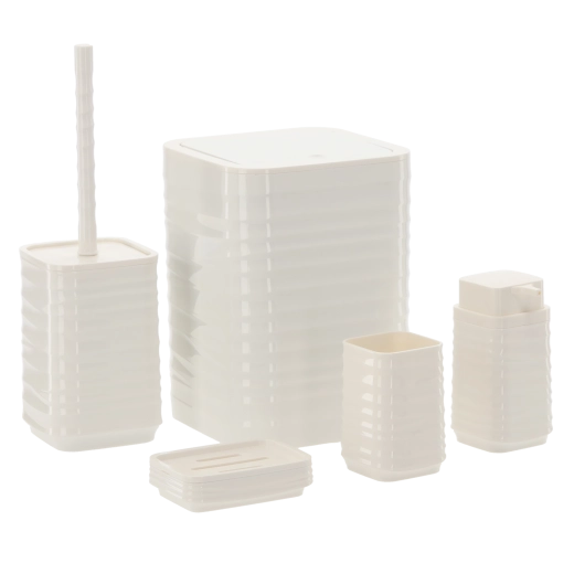 Badeværelsessæt 5 stk kvadratisk hvid i plast