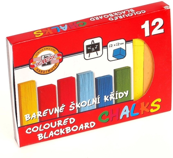 Skolefarvede kridt 12 stk