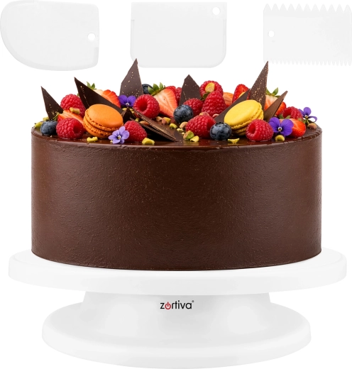 Roterende kagefod 28 cm + 3 spartler til dekoration Ruhhy