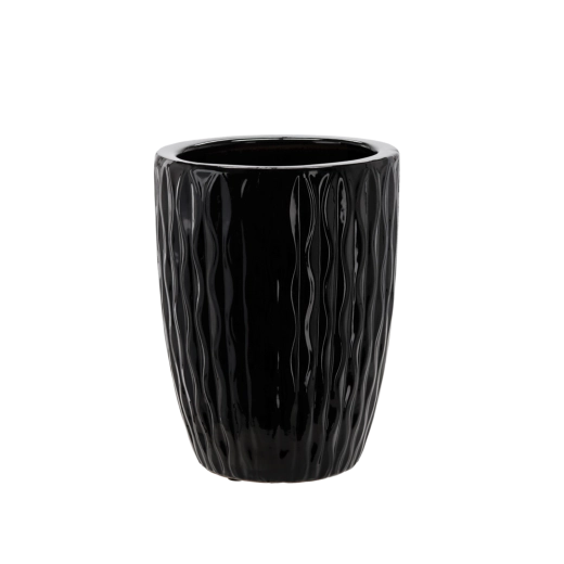 Keramisk skjuler til plantepotte 24,5 × 24,5 × 33 cm, sort højglans