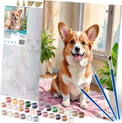 Maling efter tal 40 × 50 cm Massido – hunden CORGI