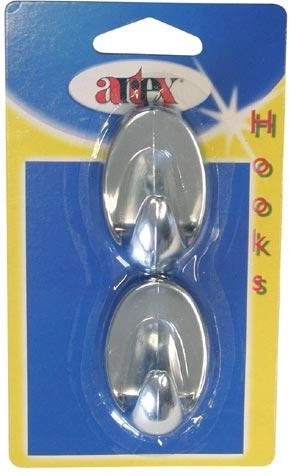 Selvklæbende ovale kroge, store, sølvfarvede, 2 stk.