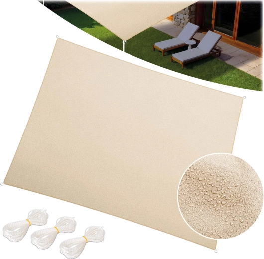 Rektangulær skyggepresenning 3 × 4 m beige