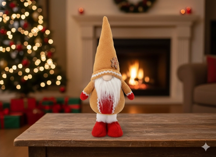 Stående julenisse, orange 42 cm