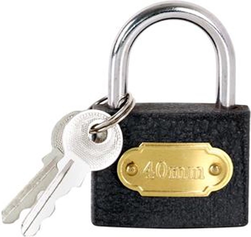 Hængelås 40 mm i stål med 2 nøgler